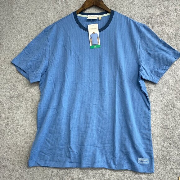 NEW Scotch & Soda Men's XL Blue Textured Cotton T-Shirt - Picture 2 of 11